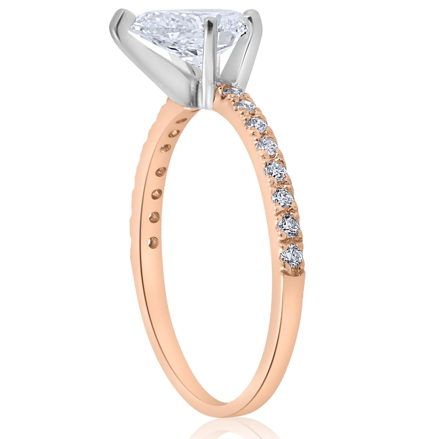 1 1/10 ct Pear Shape Diamond Engagement Ring 14k Rose Gold