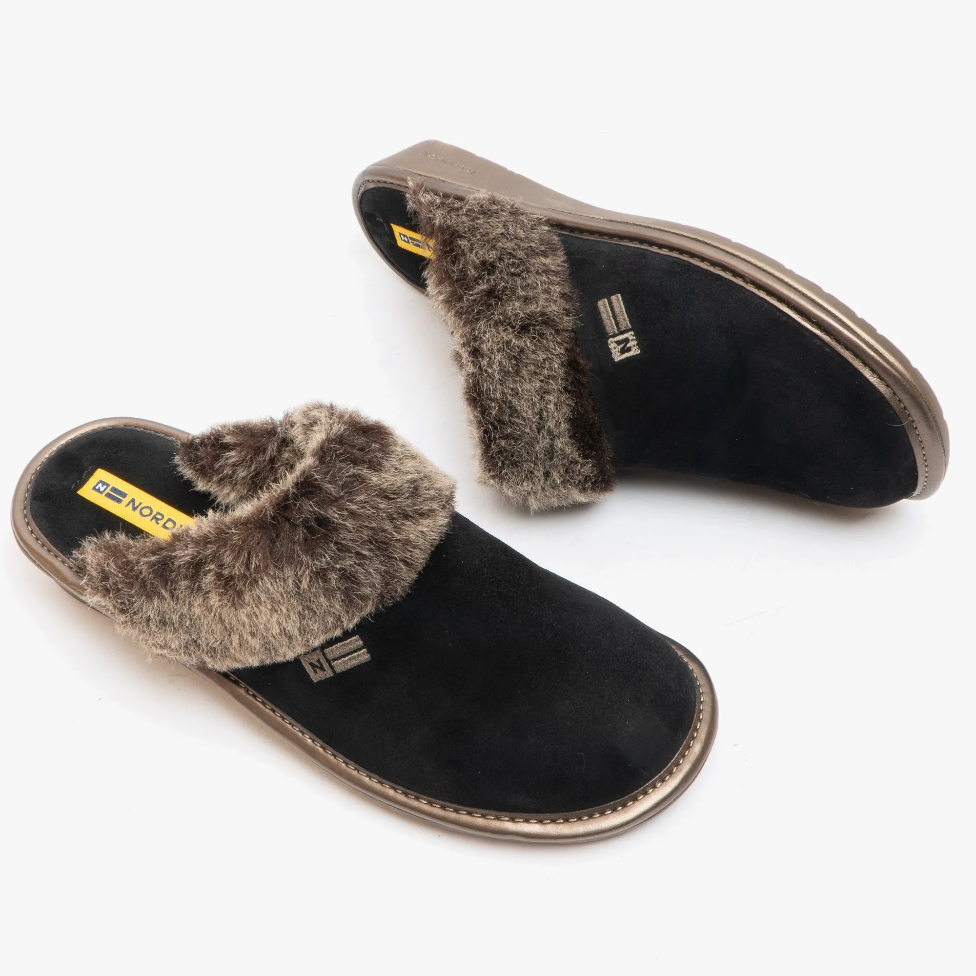 1357 (AFELPADO) Ladies Suede Mule Slippers Black