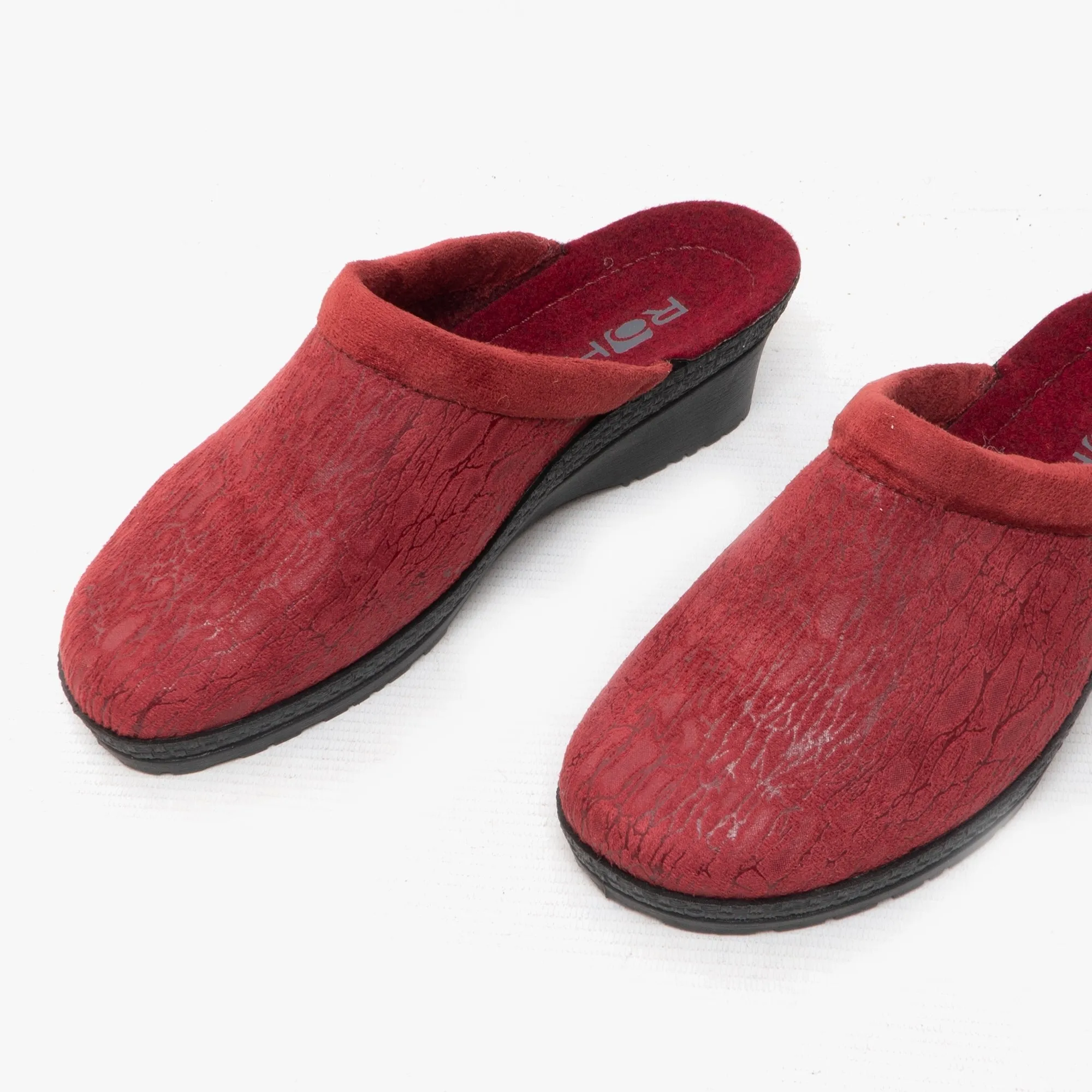 2455 Ladies Slip On Mule Slippers Bordeaux