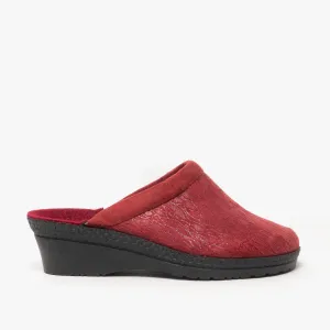 2455 Ladies Slip On Mule Slippers Bordeaux