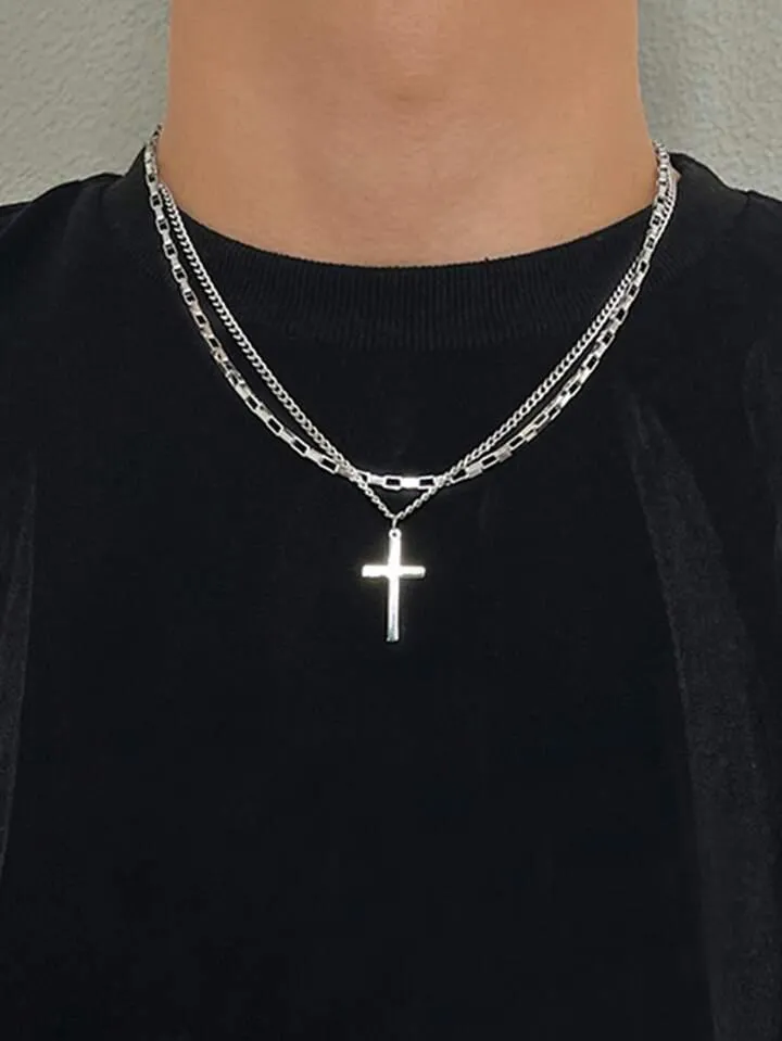 2pcs/Set Men Cross Charm Necklace X 4216612