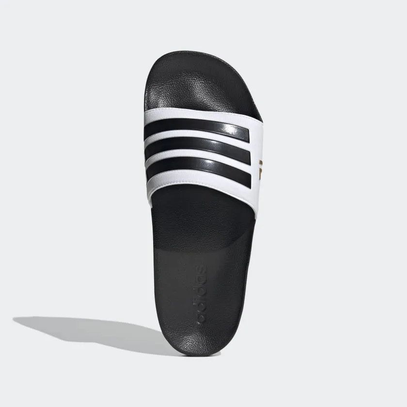 ADILETTE SHOWER SLIDES Cloud White / Core Black / Matte Gold-Fw7075