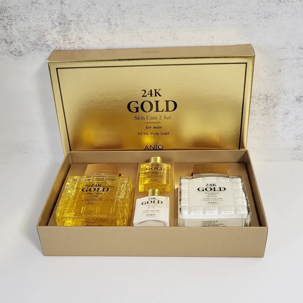 ANJO Professional 24k Gold Skincare Set For Men Anti Wrinkles Moisture Homme Cosmetics