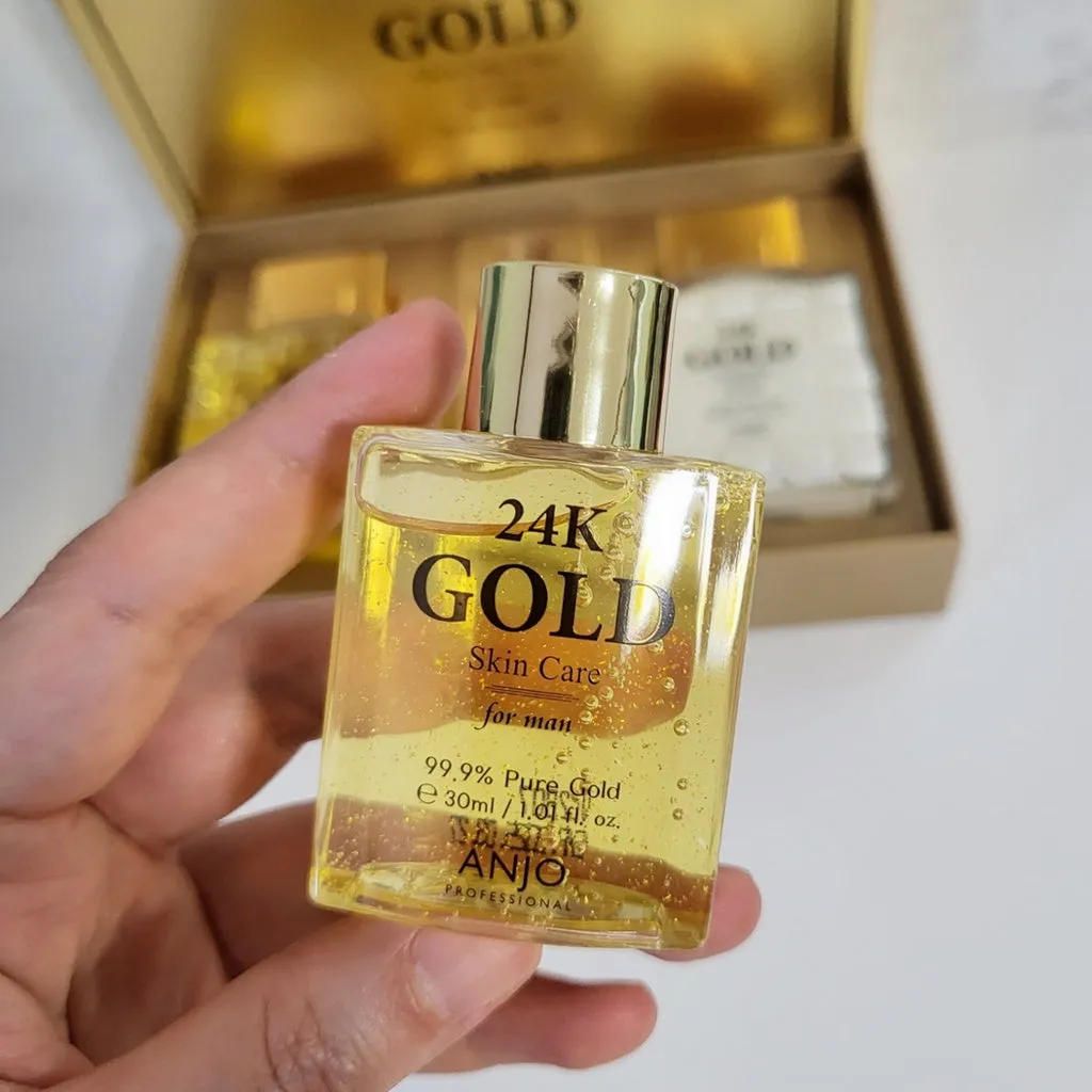 ANJO Professional 24k Gold Skincare Set For Men Anti Wrinkles Moisture Homme Cosmetics