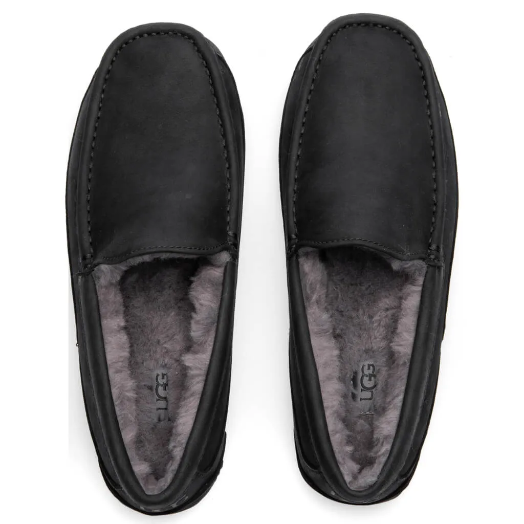 Ascot Matte Leather Slipper - Black