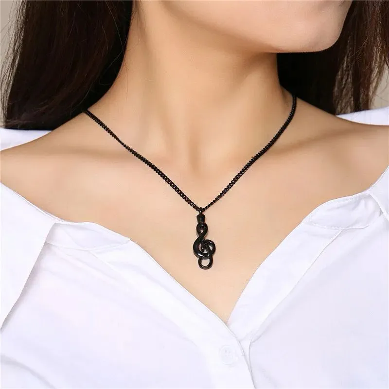 Black Silver Color Stainless Steel Openable Music Note Urn Necklaces