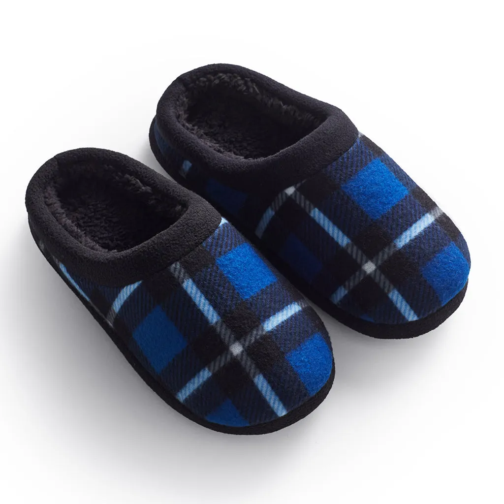 Boys Plaid Fleece Clog Slipper