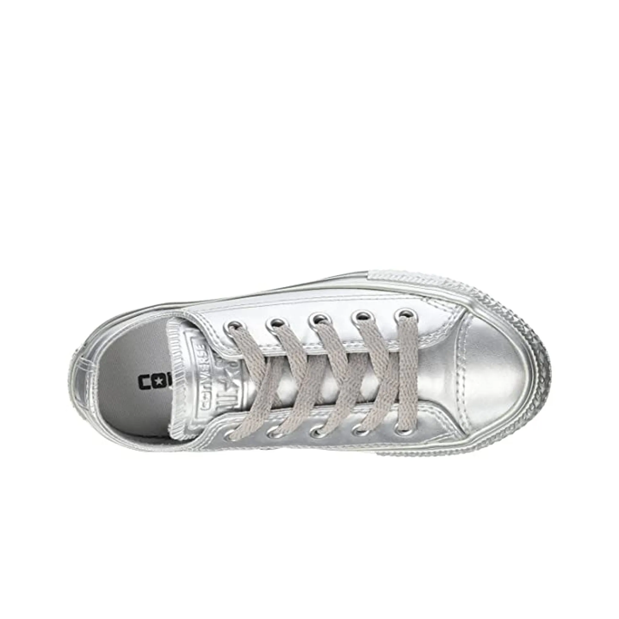 Converse Chuck Taylor All Star OX  Lace-Up Silver Smooth Leather Womens Plimsolls 157663C