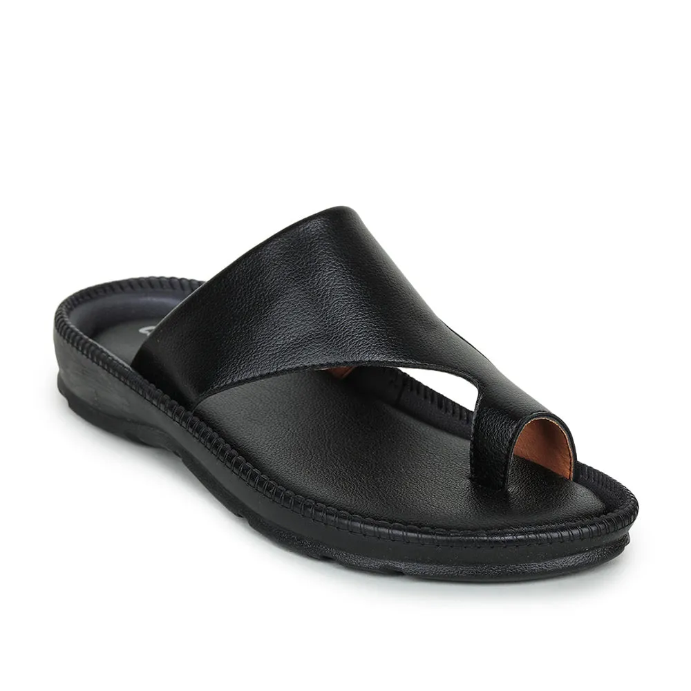 Coolers Casual Black Toe Ring Slippers For Men JPL-222 By Liberty