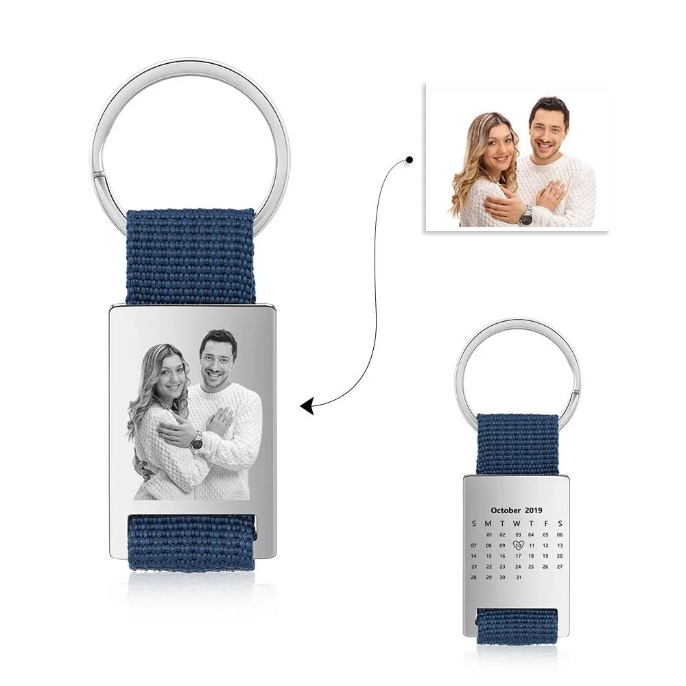 Customized Photo Calendar Keychain For Men