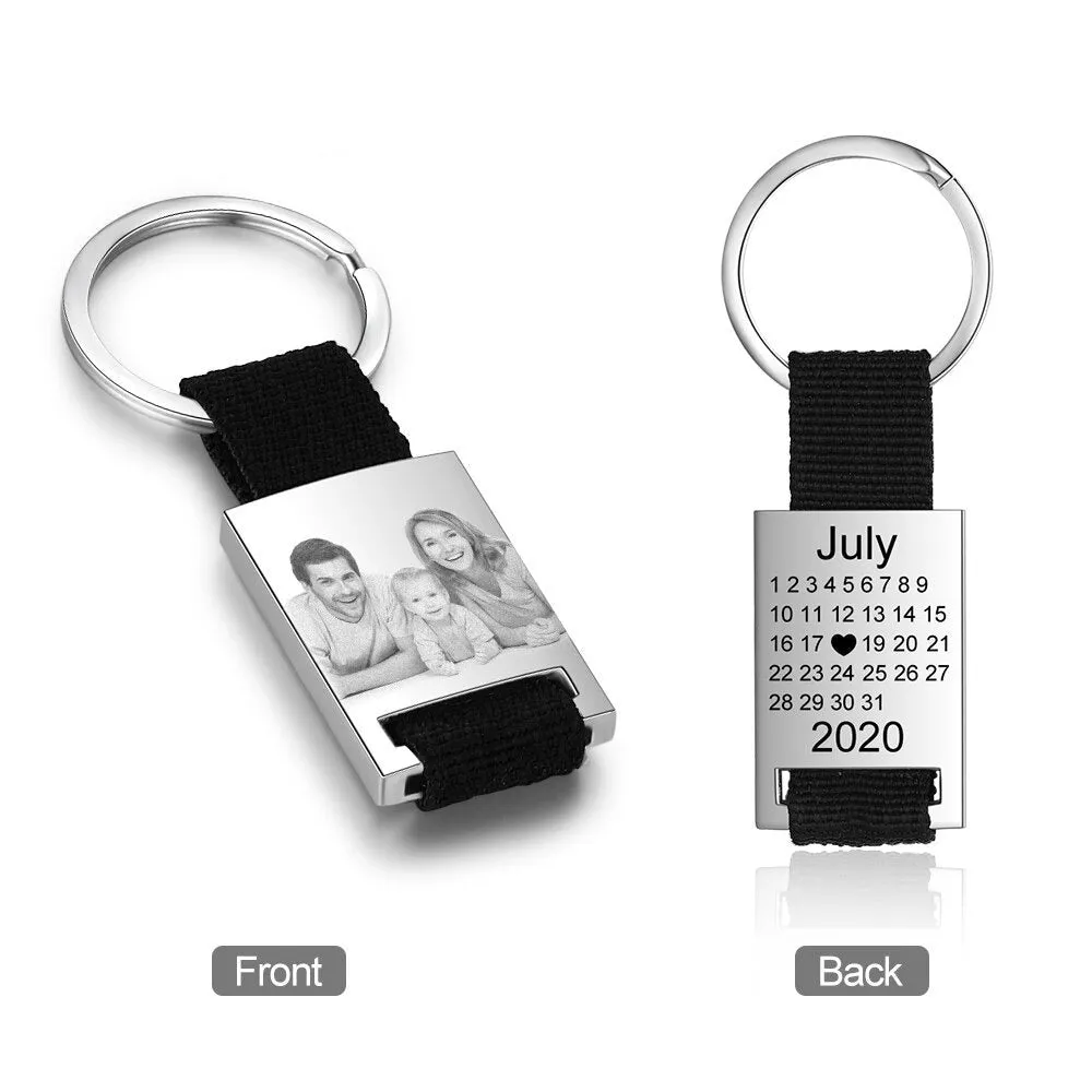 Customized Photo Calendar Keychain For Men