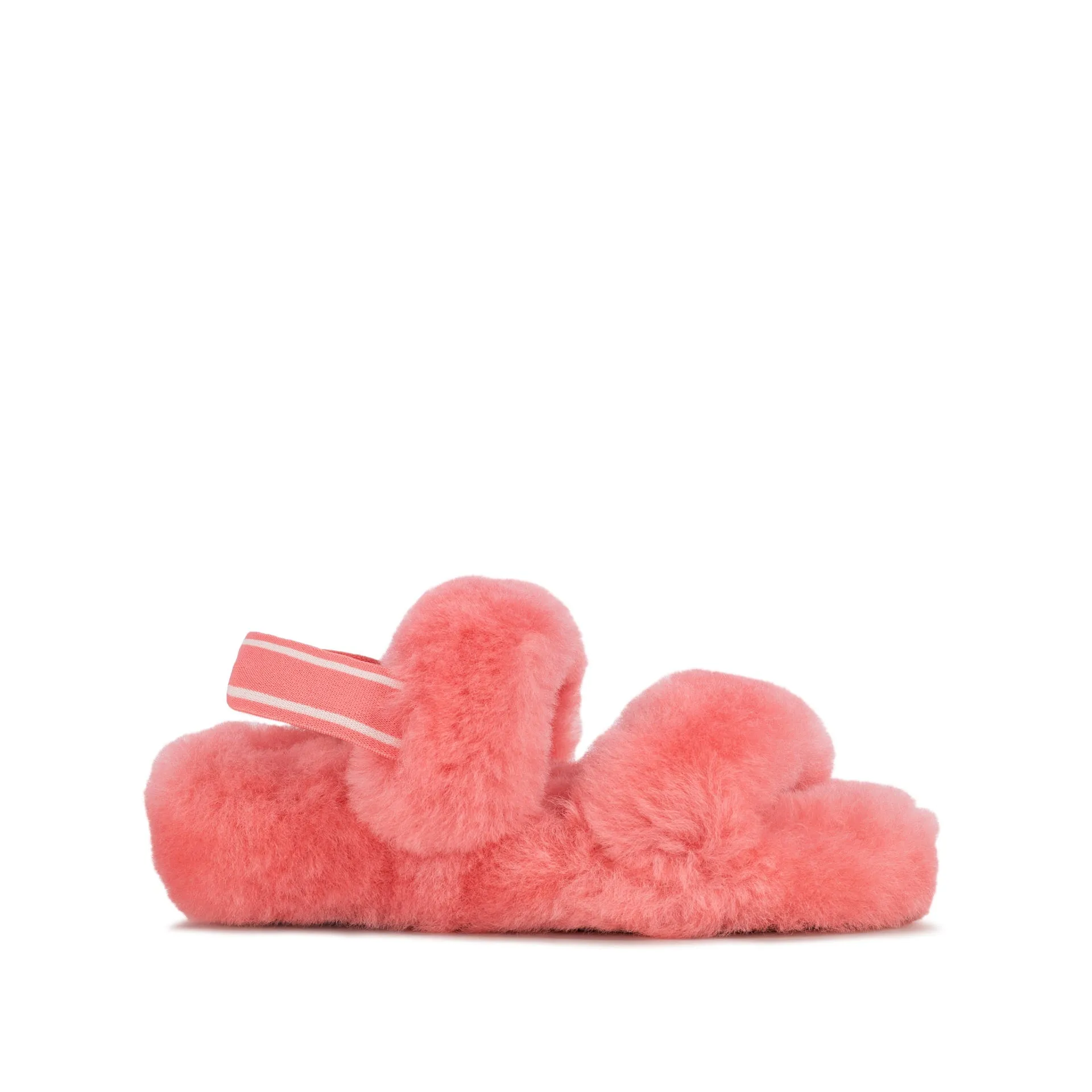 FREYA PINK SHEEPSKIN SLIPPER DOUBLE STRAP SLING BACK