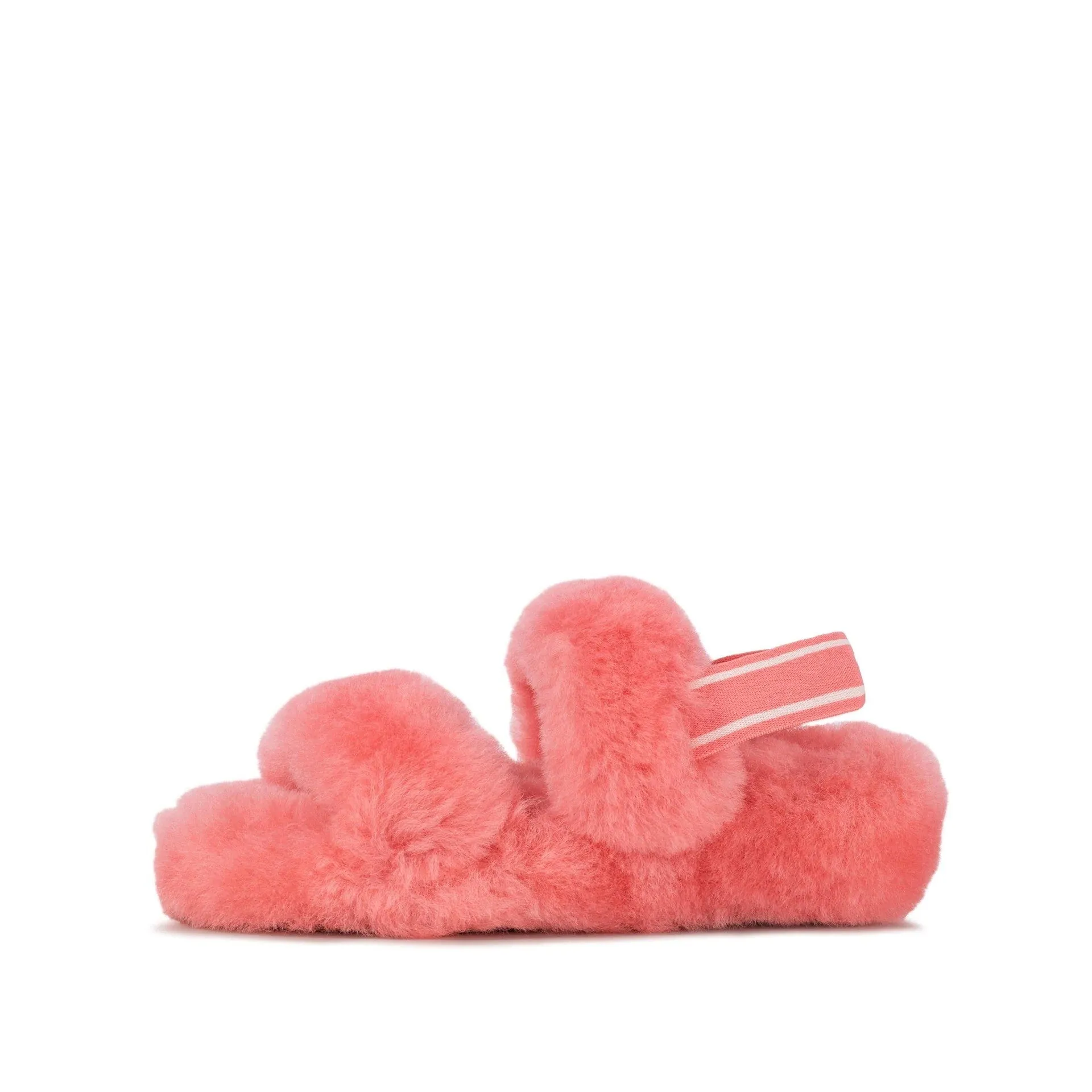 FREYA PINK SHEEPSKIN SLIPPER DOUBLE STRAP SLING BACK