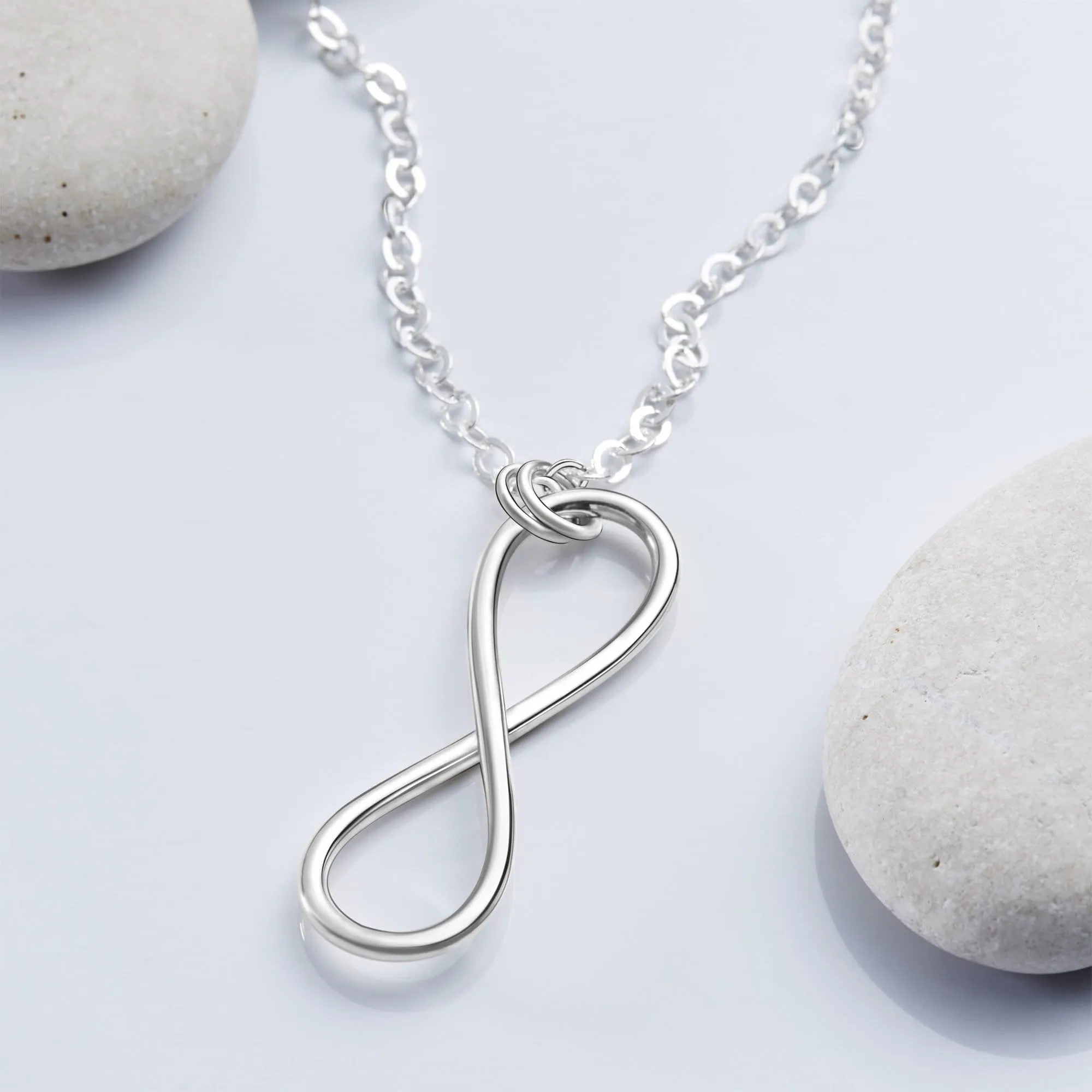 Men Sterling Silver Infinity Necklace, 24 inch