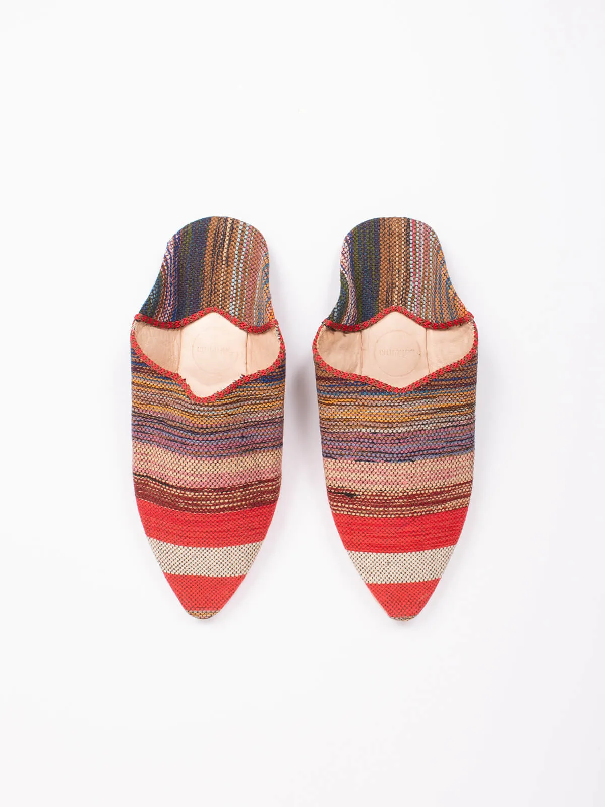 Moroccan Boujad Pointed Babouche Slippers, Atlas Stripe