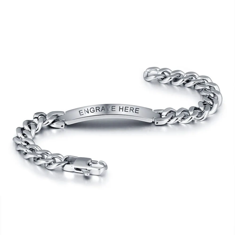 Personalized Engrave Silver Bracelet For Men