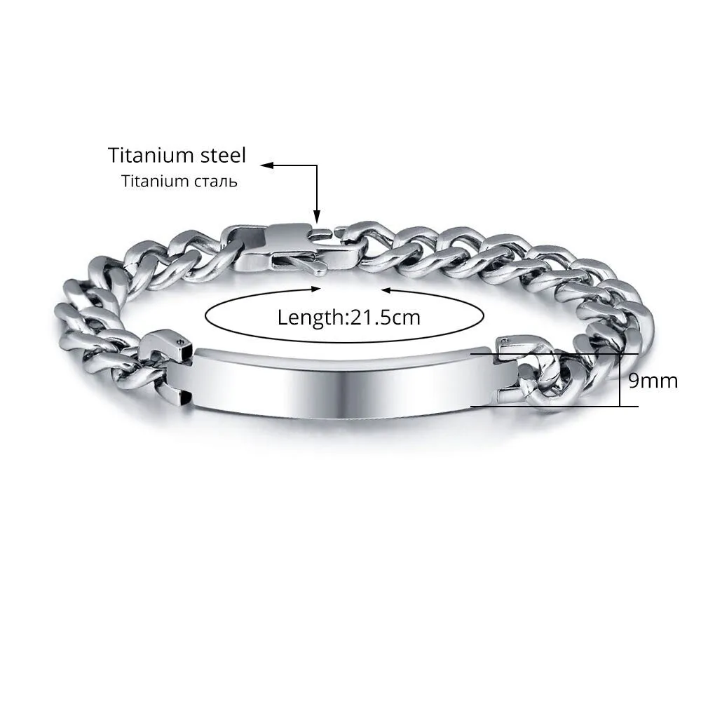 Personalized Engrave Silver Bracelet For Men