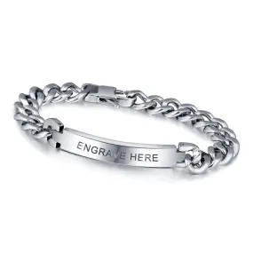 Personalized Engrave Silver Bracelet For Men