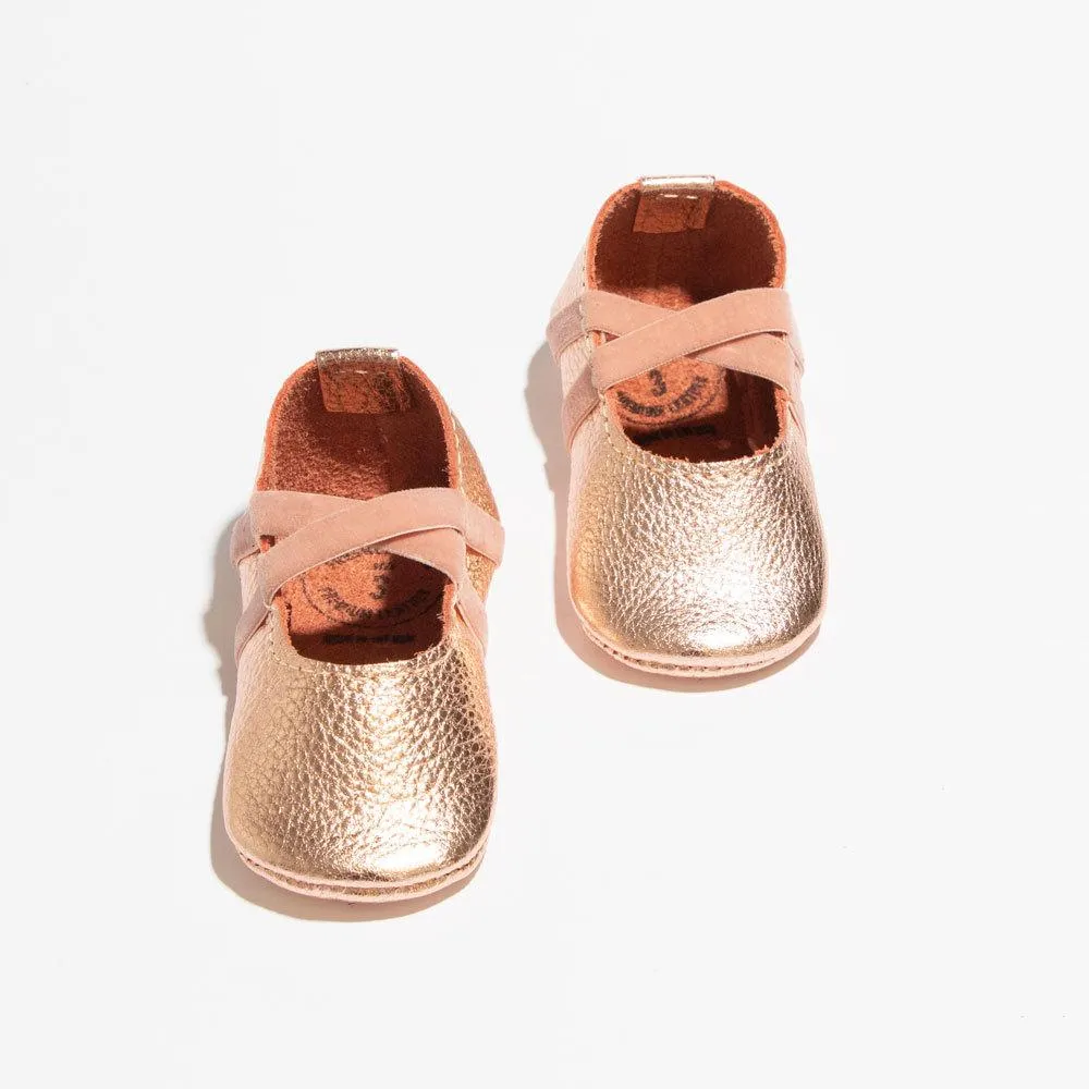 Rose Gold Ballet Slipper Baby Shoe