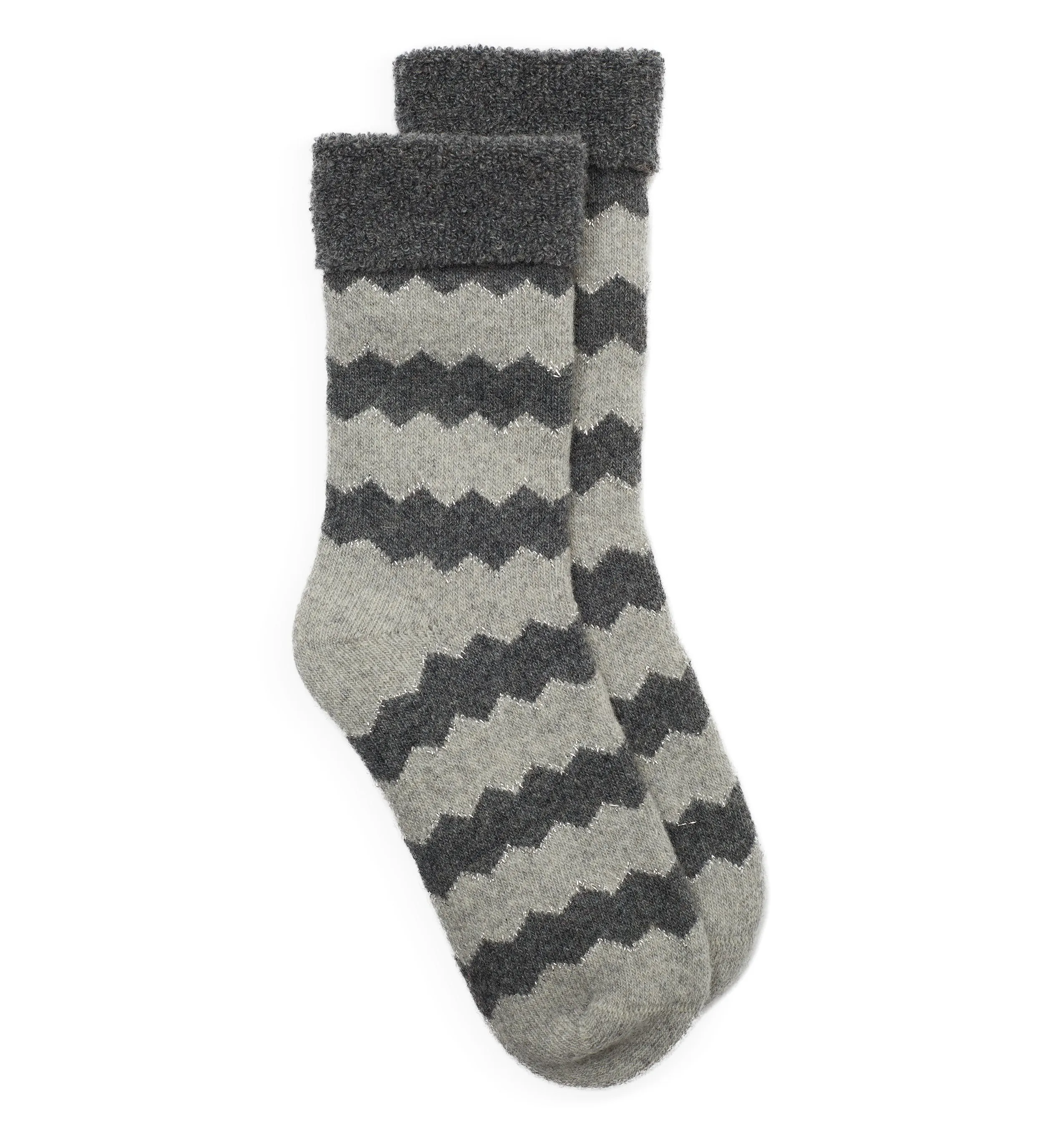 Slipper Socks ZigZag - Light Grey/Dark Grey