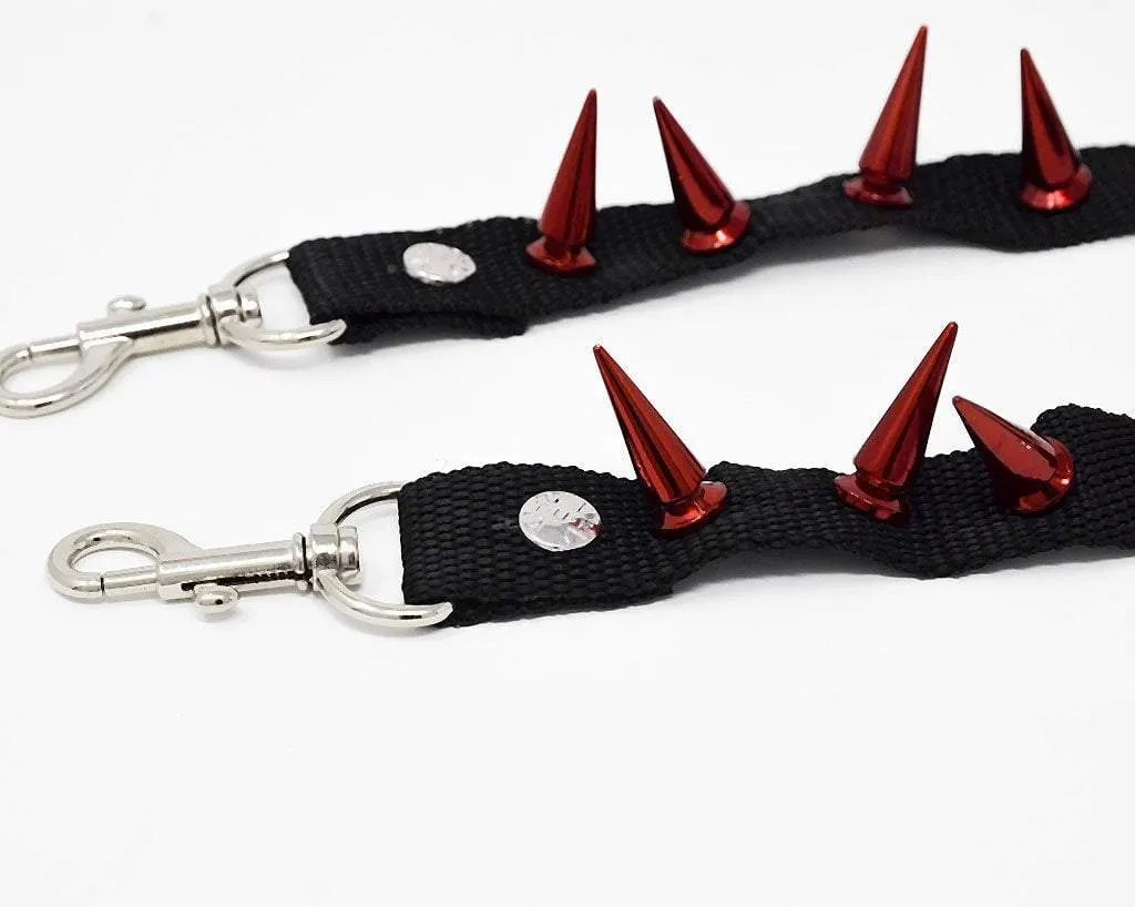 Spiked Red Bondage Shoe Straps