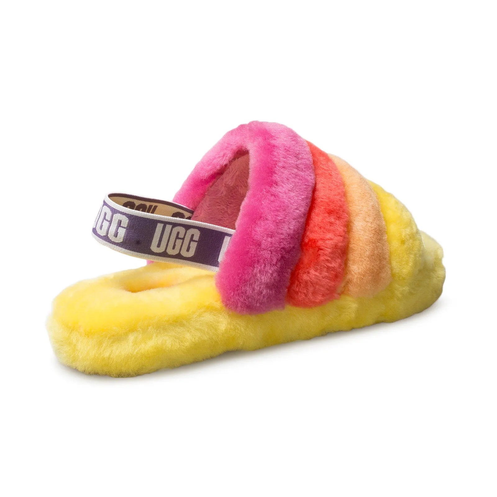 UGG Fluff Yeah Slide Yellow Rainbow Sandals - Youth