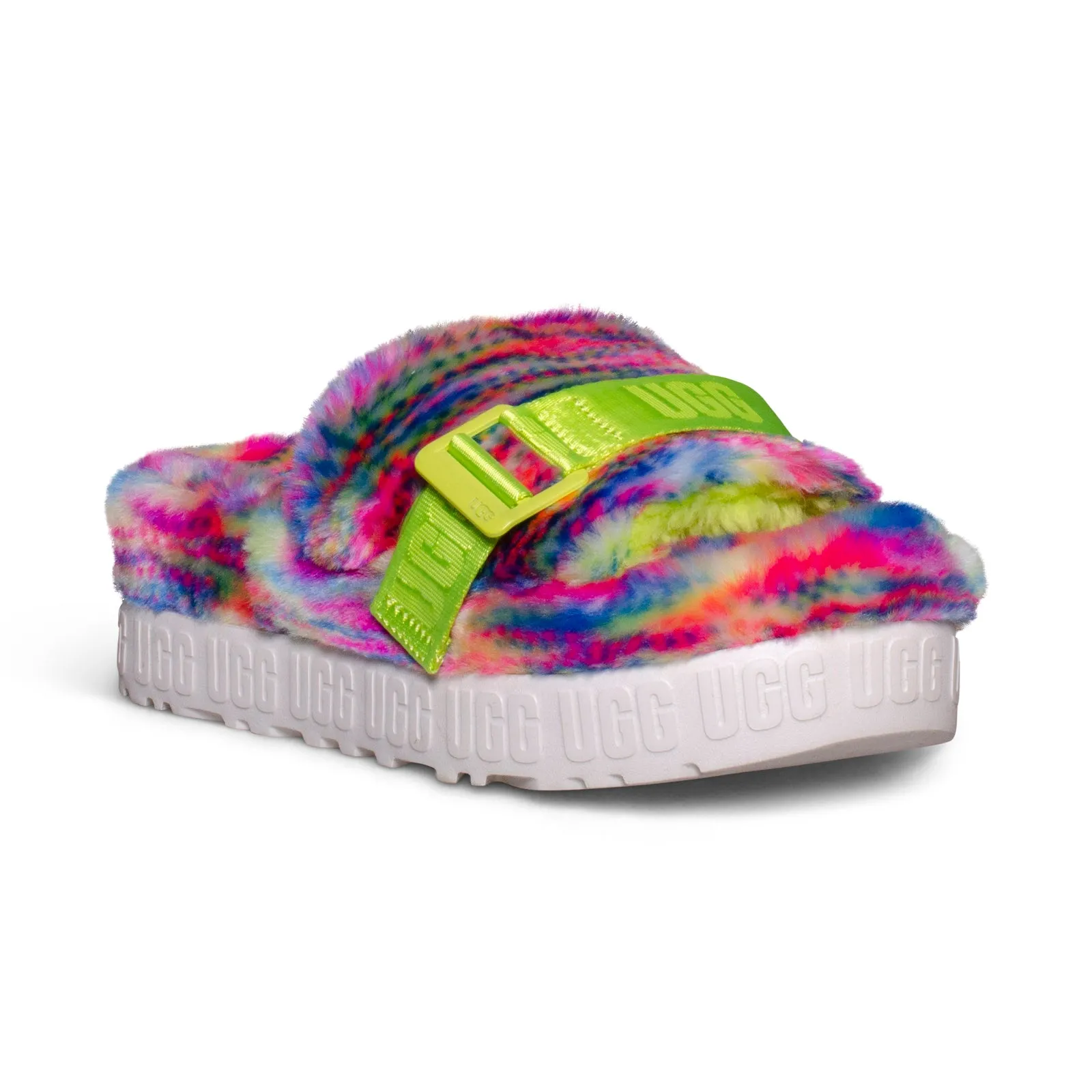 UGG Fluffita Pixelate White Slippers - Women's