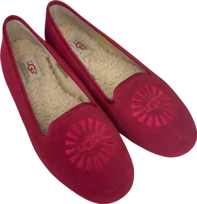 UGG Red Suede Alloway Shearling Lined Ballet Flats UK 5.5 EU 38.5 👠